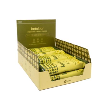 KETO PROT. BAR PISTACHO + CHOCO BLANCO -  CAJA 8 UDS.