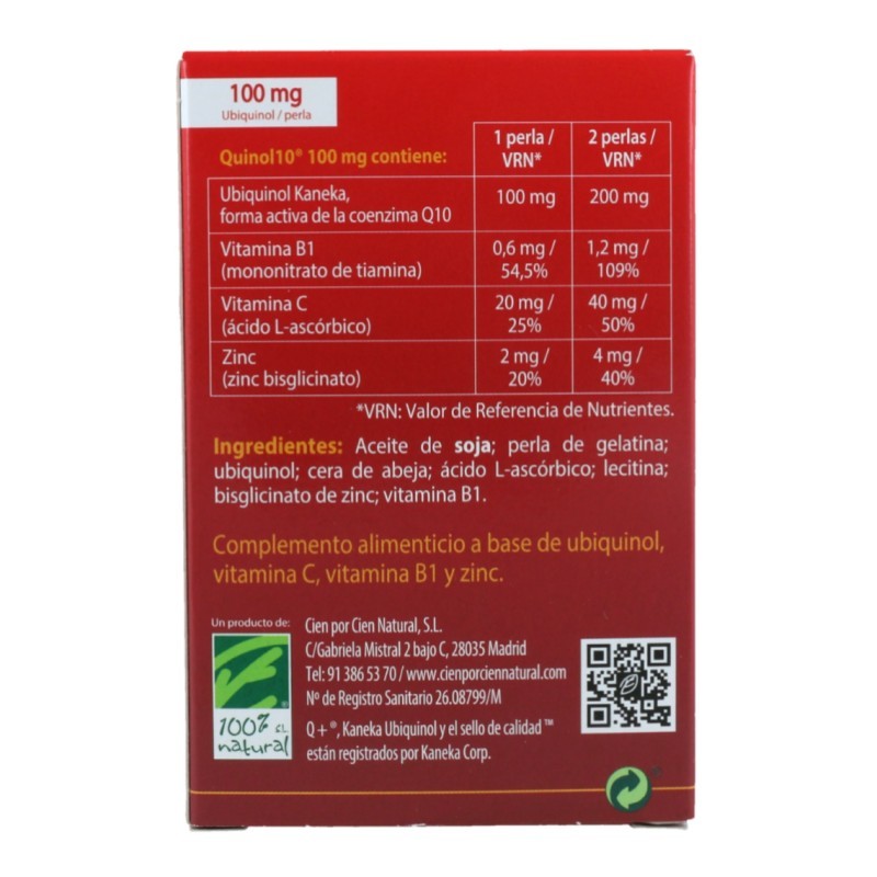 Quinol 10® 100 Mg. 30 perlas