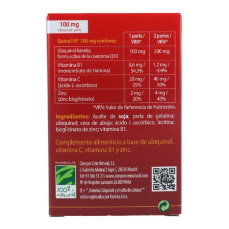 Quinol 10® 100 Mg. 30 perlas