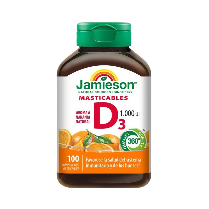 Vitamina D3 Masticable 1000 UI. 100 comprimidos