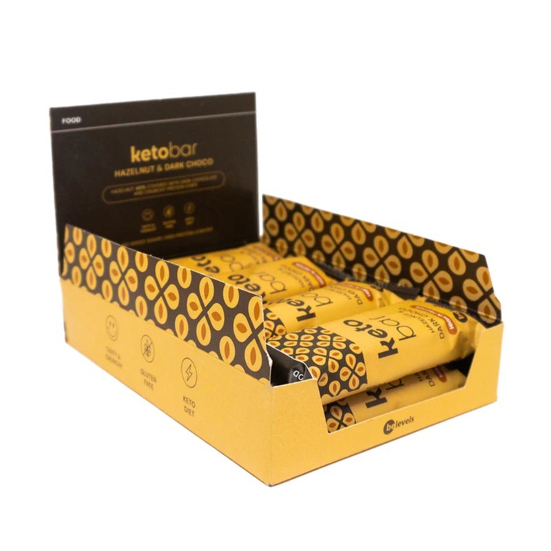 KETO PROT. BAR AVELLANAS + CHOCO NEGRO - CAJA 8 UDS.