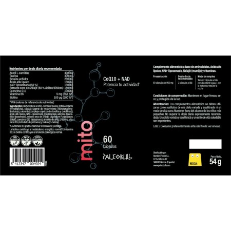 Mito Salud Mitocondrial: PQQ + COQ10. 30 Cápsulas