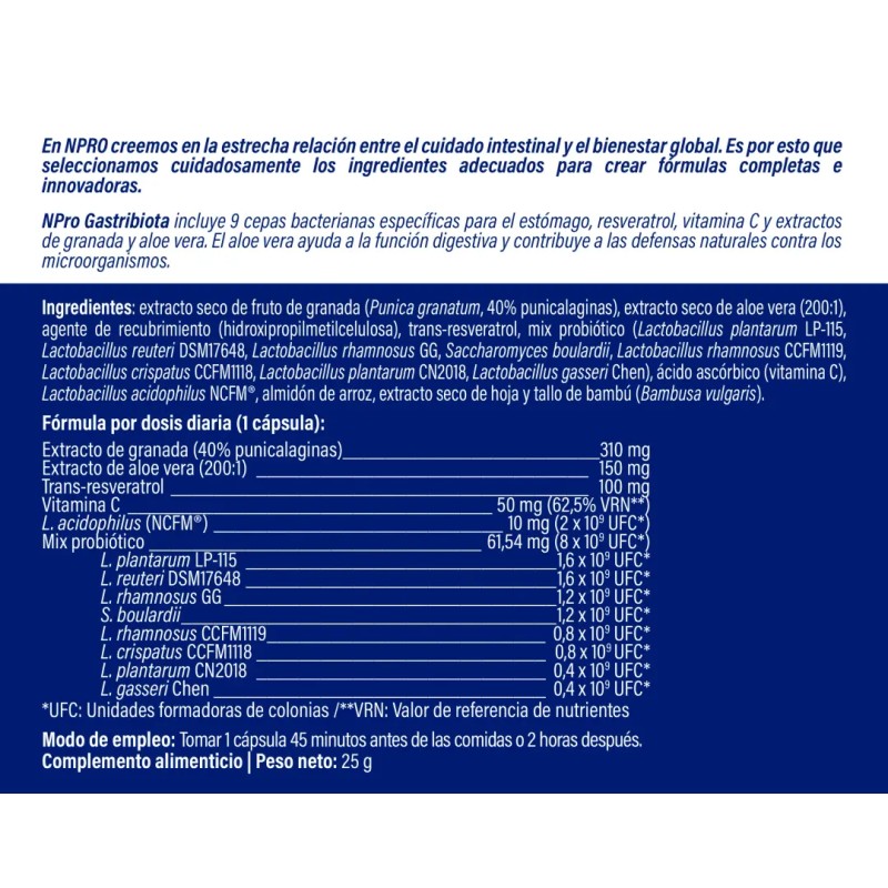 NPRO GASTRIBIOTA 30 CÁPS.