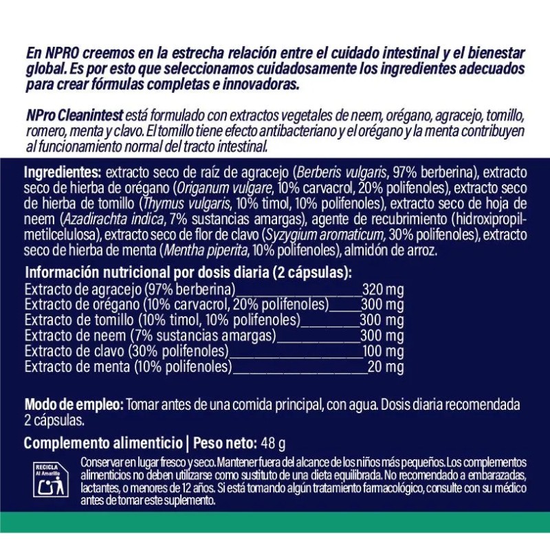 CLEANintest. 60 cápsulas
