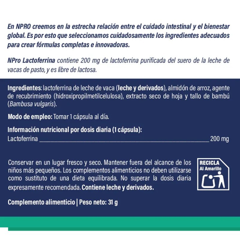 Lactoferrina 200 mg. 60 cápsulas