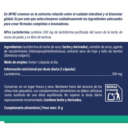 Lactoferrina 200 mg. 60 cápsulas