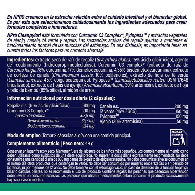 NPRO CLEANPYLORI  60 CÁPS.