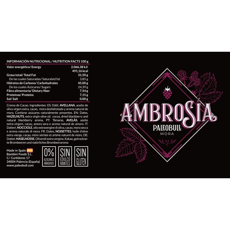 Ambrosía Crema de Cacao y Mora...