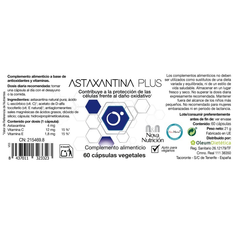 Astaxantina Plus. 60 Cápsulas